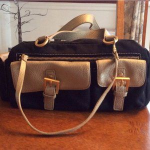 Franco Sarto Black Canvas Purse/Handbag
